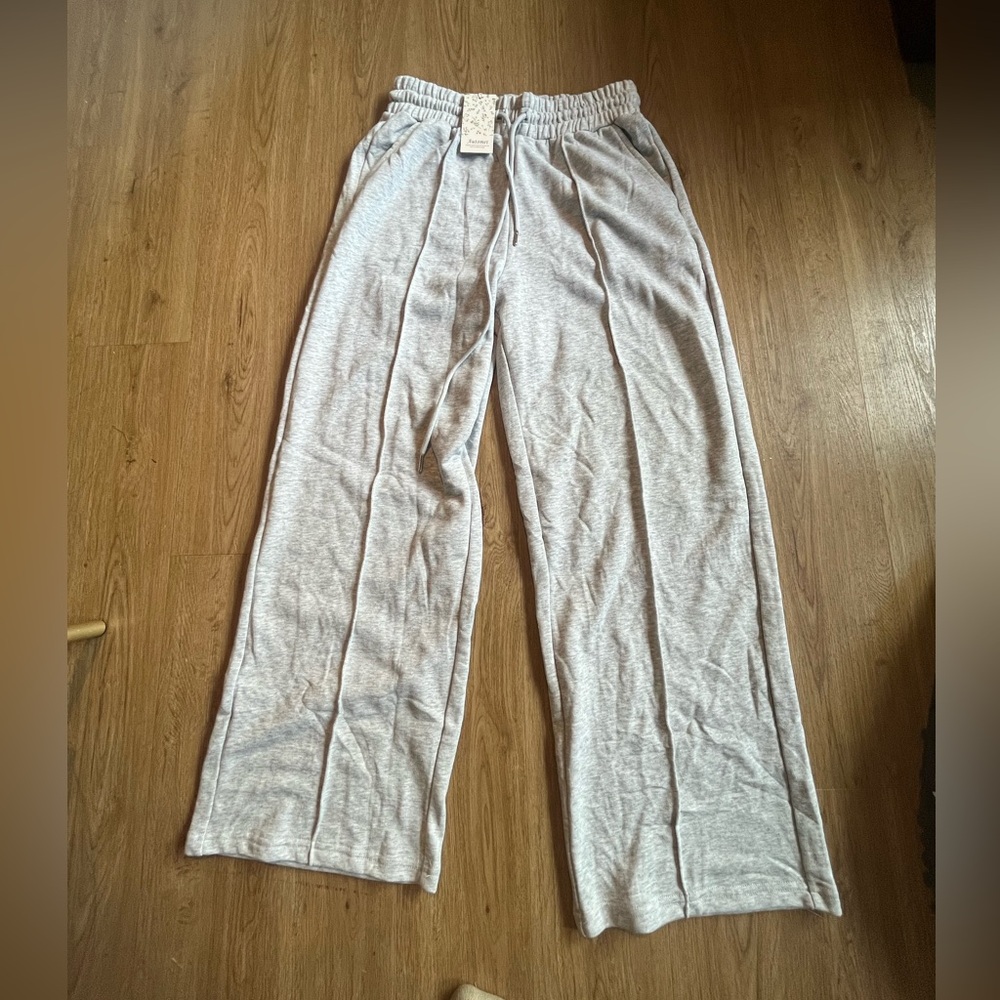 Wide Leg Lounge Pants - Light Gray
